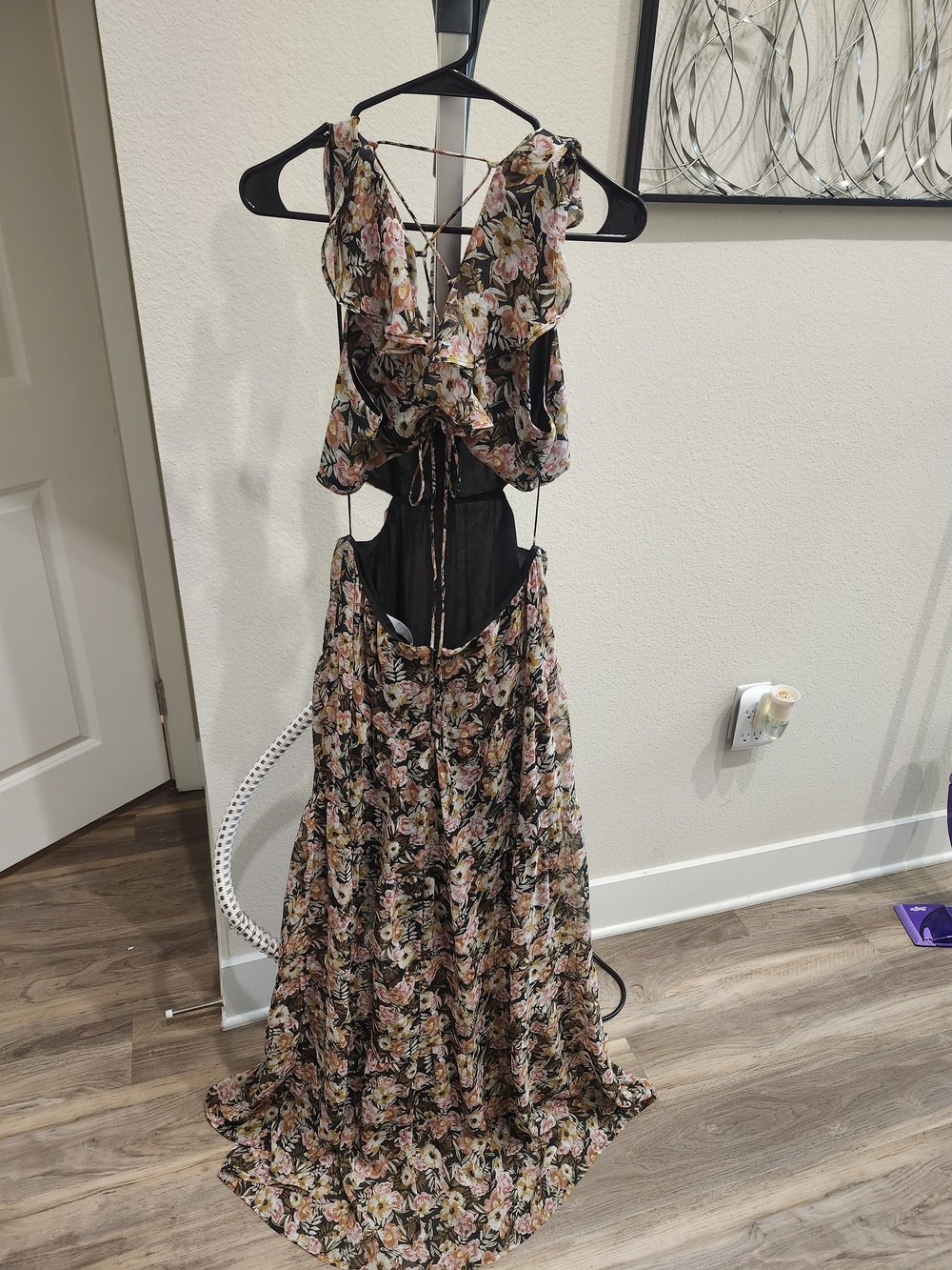 Astr Floral Maxi Dress in Black with Pink & Green Print - Picture 4 of 8